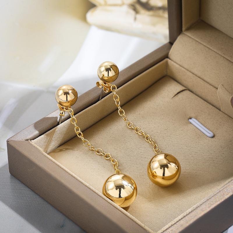 Dangle & Chandelier Punk Gold Color Metal Round Ball Long Chain Earrings For Women Double Hanging Drop Fashion Party Jewelry, Silver
Dangle & Chandelier Punk Gold Color Metal Round Ball Long Chain Earrings For Women Double Hanging Drop Fashion Party Jewelry, Silver