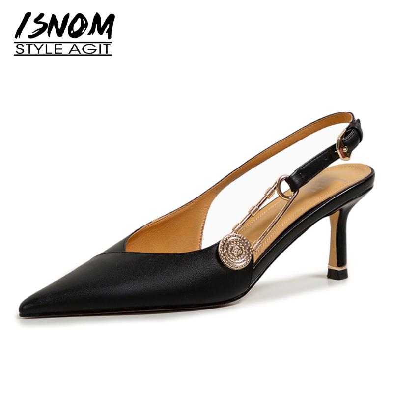 ISNOM Women Summer Sandals Genuine Leather Slingbacks Paper Clip Metal Decor Female Thin High Heels Dress Shoes 2021, Black
ISNOM Women Summer Sandals Genuine Leather Slingbacks Paper Clip Metal Decor Female Thin High Heels Dress Shoes 2021, Black