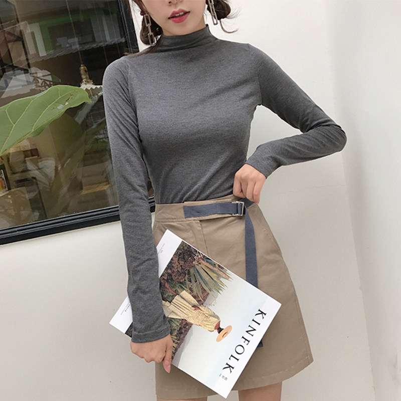 Design Korean Women Blouses Shirts Woman White Tops Women Long Sleeve Blouse Top Plus Size Woman Turtleneck Stretch Shirt Basic