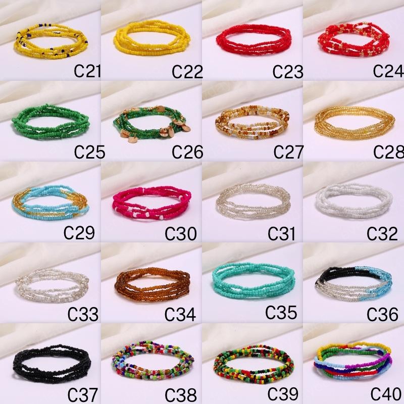 Colorful Belly Chains Rice Bead Multi Layers Handmade Waist Link Bikini Body Jewelry String Chain Beads Wholesale