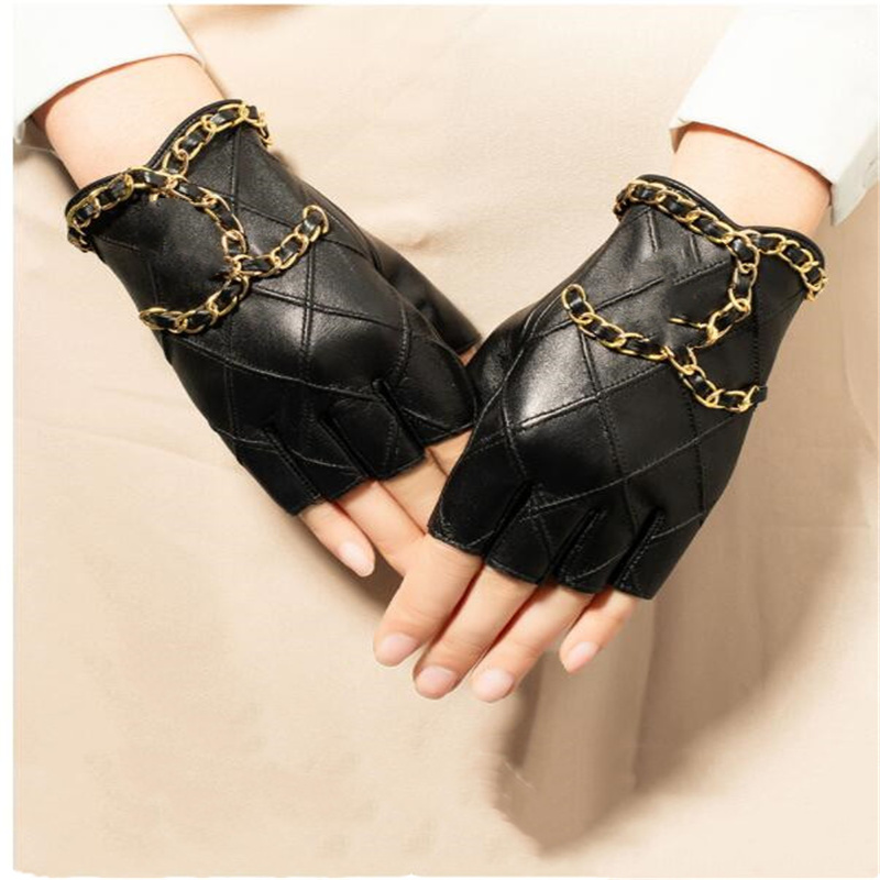 Brand designer leather half-finger gloves women's sheepskin motorcycle gloves leaking fingers short spring and autumn thin section riding driving
Brand designer leather half-finger gloves women's sheepskin motorcycle gloves leaking fingers short spring and autumn thin section riding driving
