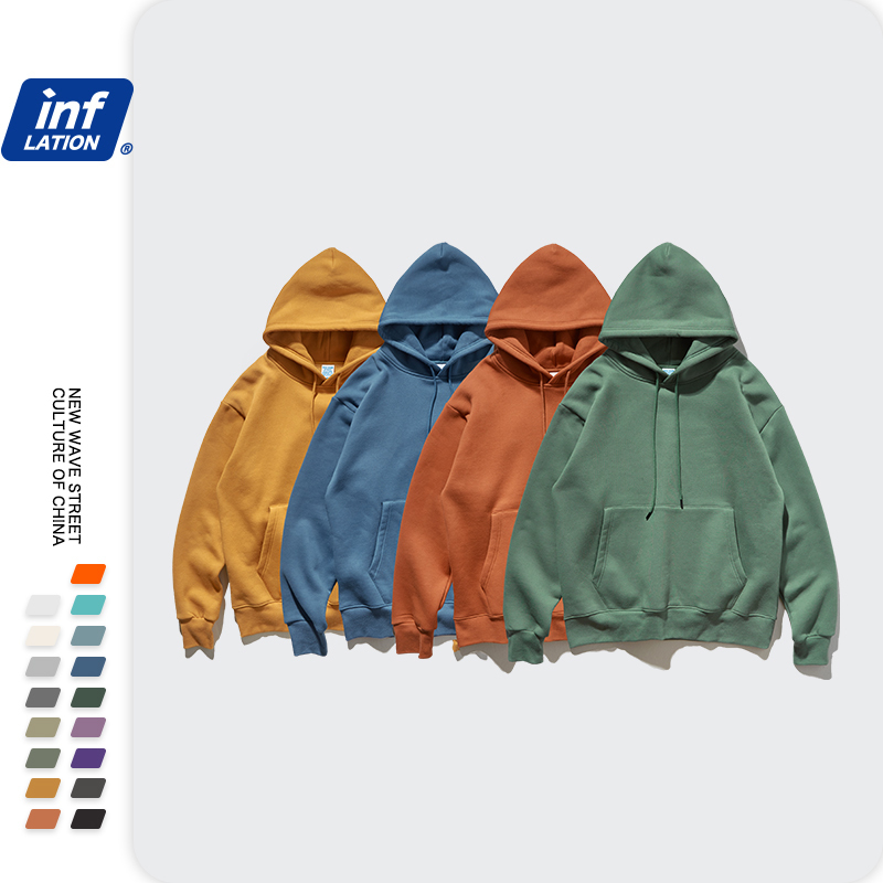 INFLATION Autumn Mens Thick Fleece Hoodies Hip Hop Pure Hoodies Thick Velvet Fabrics Winter Hoodies For Men Women 167W17 201020