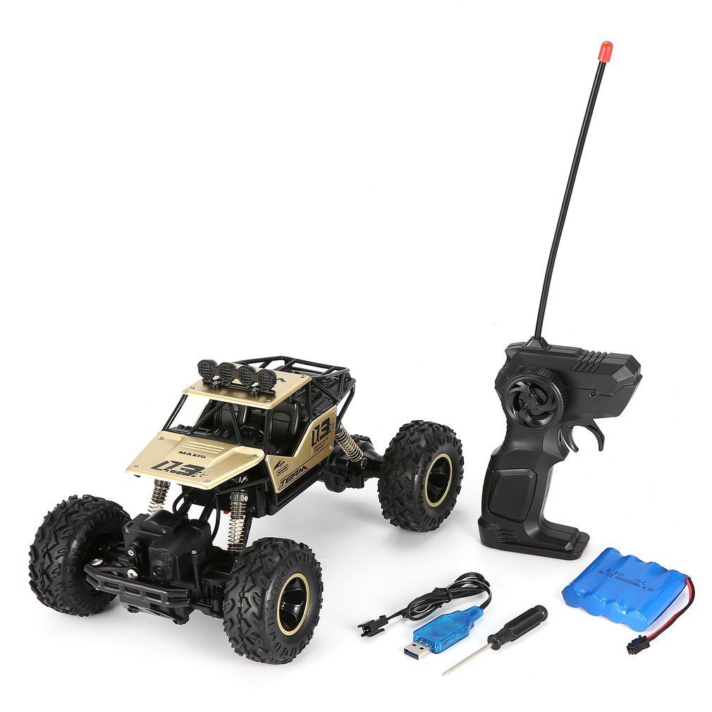 

1/16 2.4GHz 4WD Alloy Body Shell Rock Crawler Double Motors Off-road Long Time Control RC Bigfoot Climbing Car Vehicle Kids Toys 201201