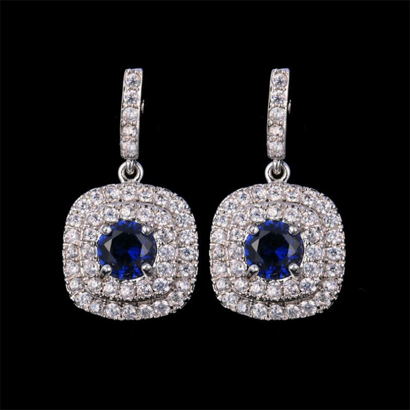 2021 Choucong Brand Dangle Earring Luxury Jewelry 18k White Gold Fill Round Cut Topaz Sapphirre High Quality Party Promise Women Wedding Drop Earrings