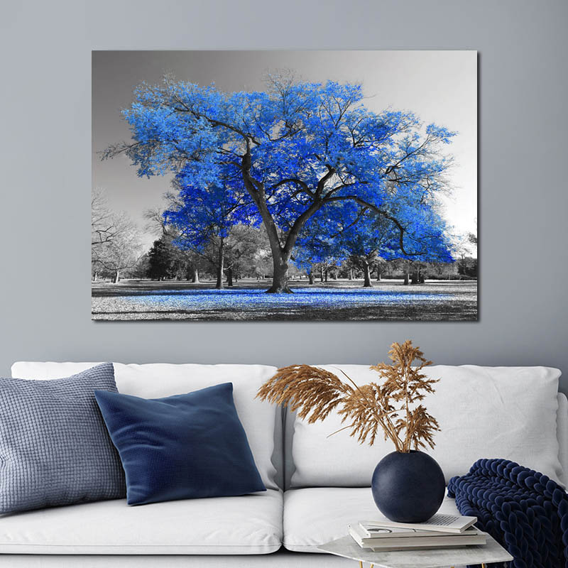 Yellow Tree Black And White Pictures Modern Landscape Painting For Living Room Decoration Canvas Posters And Prints