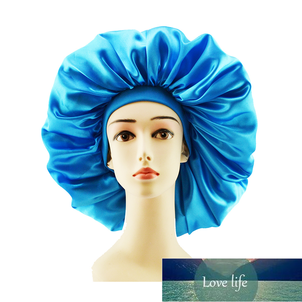 New Fashion Big Size Satin Silk Bonnet Sleep Night Cap Head Cover Bonnet Hat For Curly Springy Hair