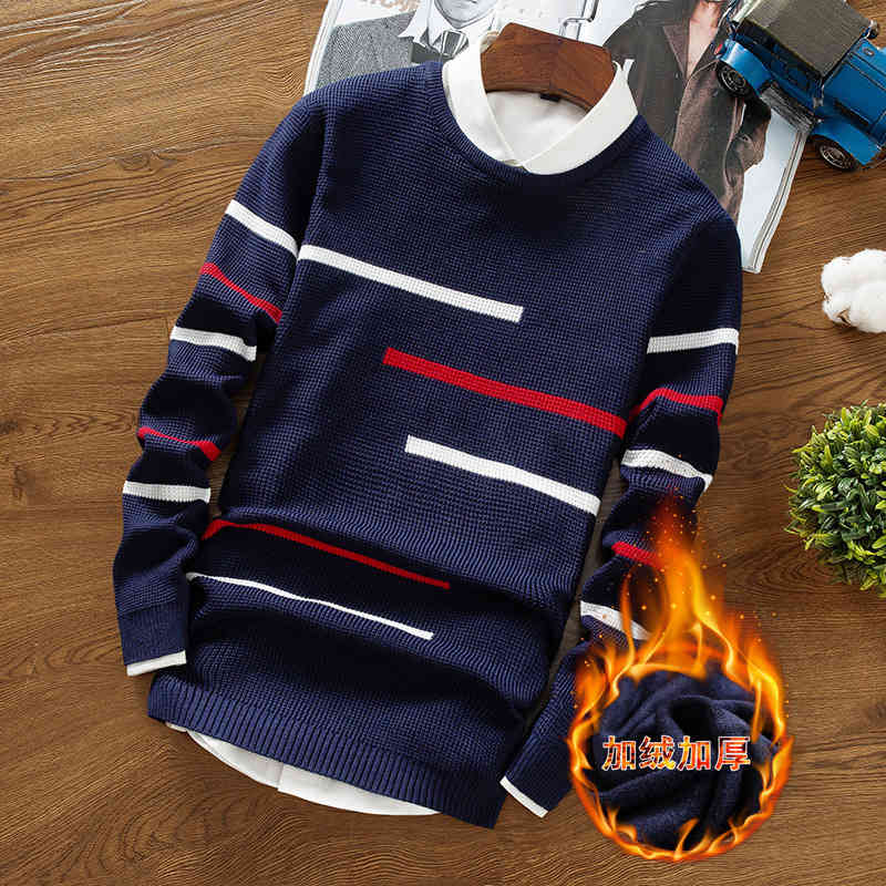 sweater knit men's t shirt slim fitting plush thickened round neck warm bottoming thread clothing youth leisure wear 59, White;black
sweater knit men's t shirt slim fitting plush thickened round neck warm bottoming thread clothing youth leisure wear 59, White;black