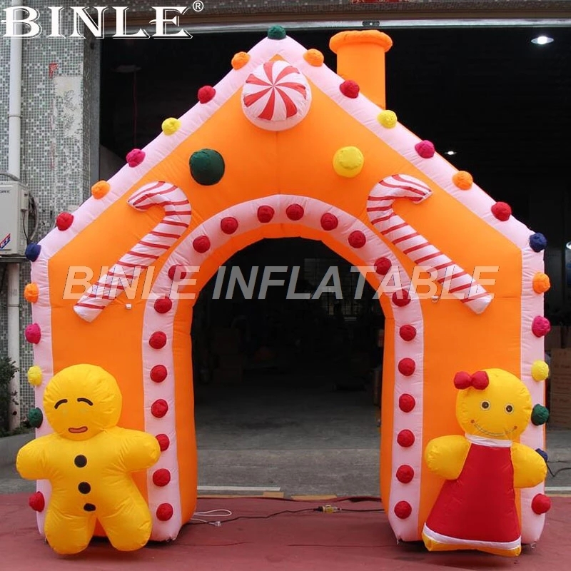 Clearance Illuminated Inflatable Christmas Candy House/ Lighting Xmas Decorative Archway For Advertising holiday decorations