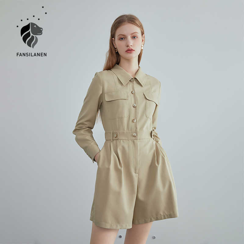 FANSILANEN Casual high waist women jumpsuit romper Long sleeve streetwear cargo pants short playsuit Spring summer overalls 210607, Khaki
FANSILANEN Casual high waist women jumpsuit romper Long sleeve streetwear cargo pants short playsuit Spring summer overalls 210607, Khaki