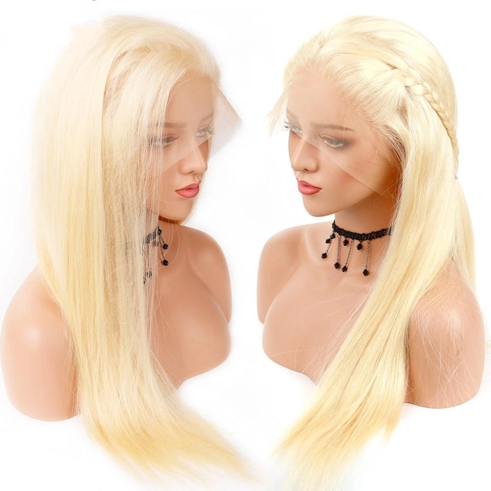 Fahion 613 Blonde Brazilian Human Hair Wigs Silky Straight Synthetic Lace Front Wig With BabyHair 150% Cosplay Daily