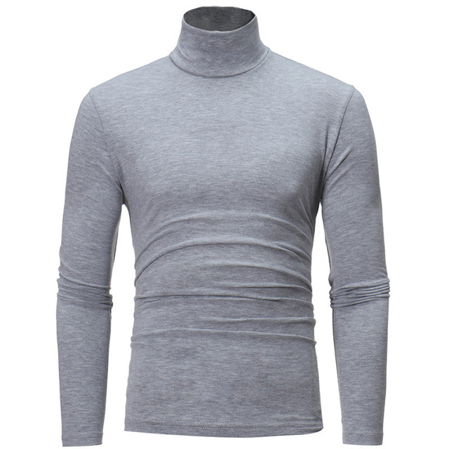 men knitting brand T Shirts Solid colour slim elastic thin pullover Spring Autumn turtleneck