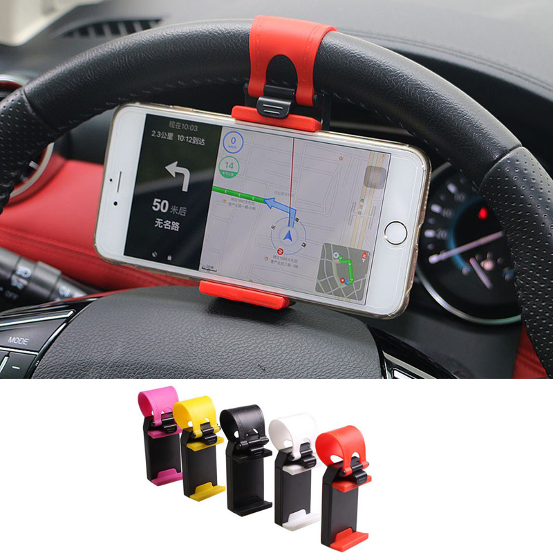 Universal Car Steering Wheel Cell phone Holder Clip Bike Mounts Stand Flexible cellphone mounts extend to 76mm7878829