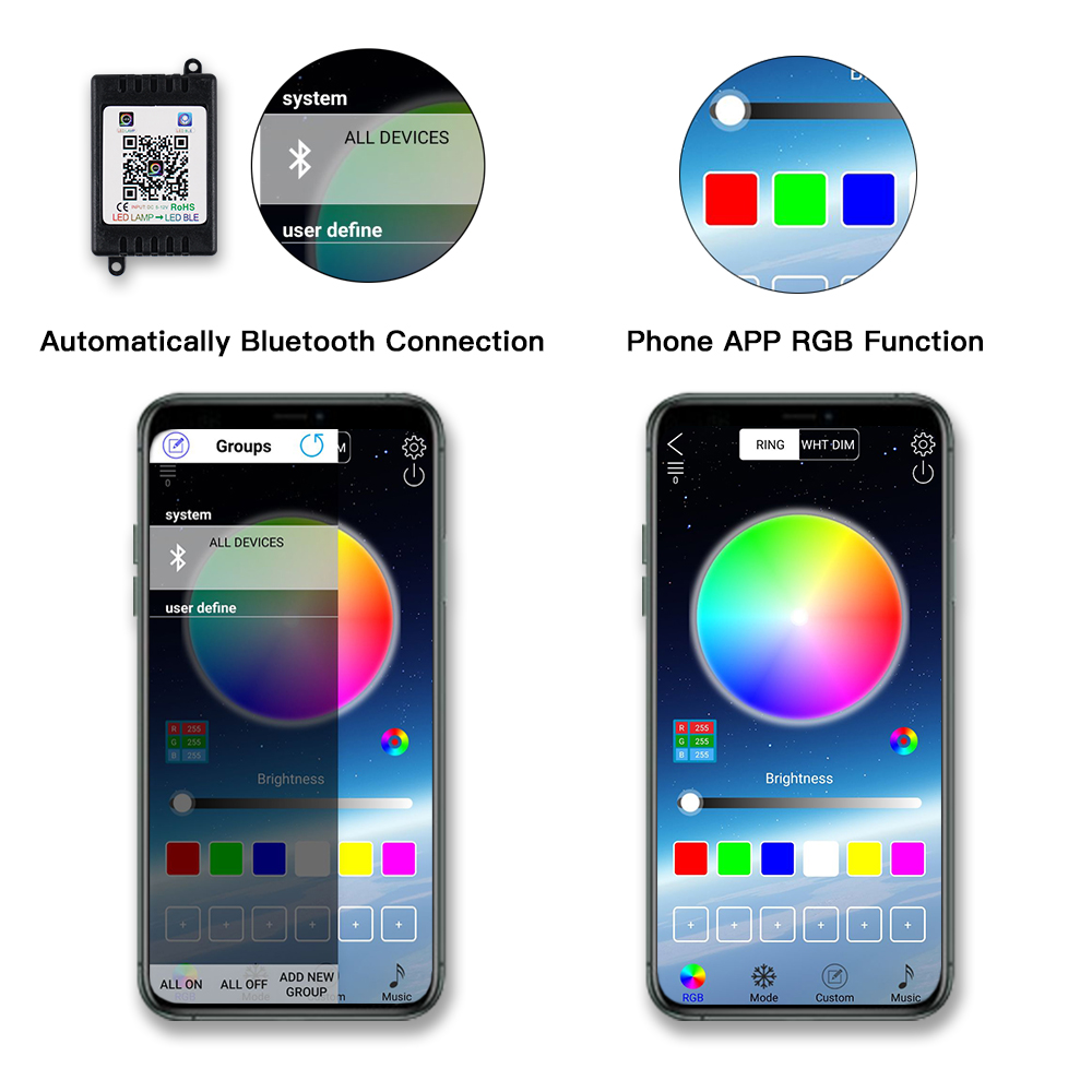 Car Led Strips Lights 364872 Ambient RGB LED Lights USB 12V Auto Interior Decorative Lamp APP Wireless Remote Mode