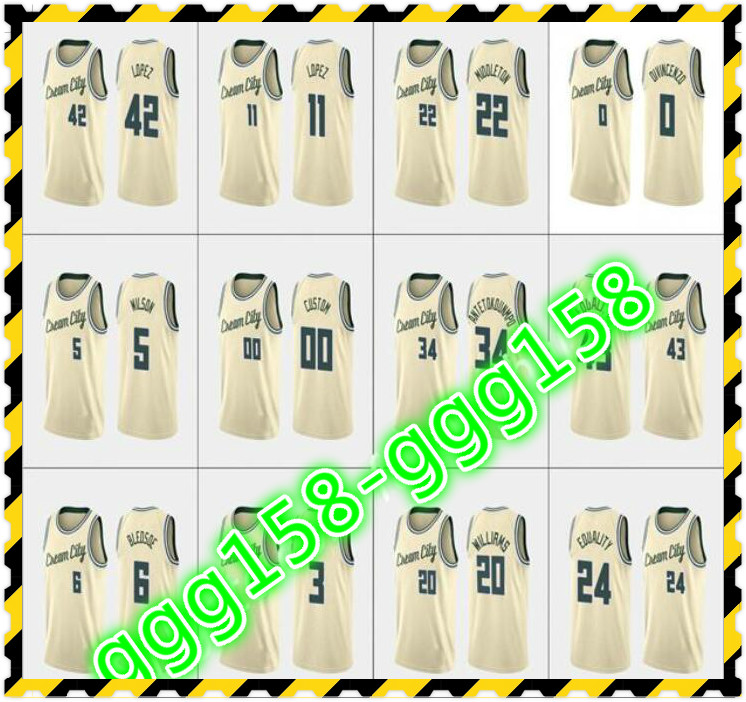 Jersey 2021 Printed Custom Men's Women kids Antetokounmpo Eric Bledsoe Khris Middleton George Hill Cream Custom City Basketball Jerseys
Jersey 2021 Printed Custom Men's Women kids Antetokounmpo Eric Bledsoe Khris Middleton George Hill Cream Custom City Basketball Jerseys