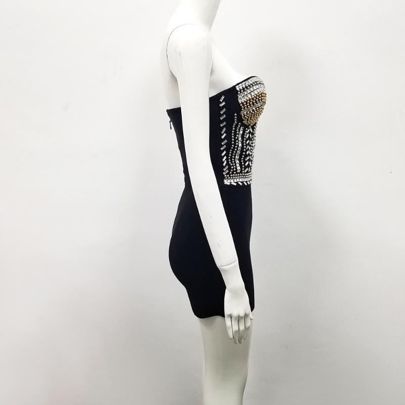 2021 NEW Women Playsuit black Beading Strapless Jumpsuit elegant Bodycon Celebrity evening Party Bandage Jumpsuits