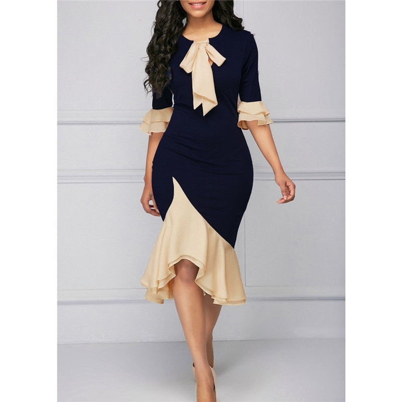 Women Dress Wedding Evening Party Ball Prom Gown Elegant Midi Dress Office Lady Bow Knot Vintage Dress Korean Fashion Clothes T200319