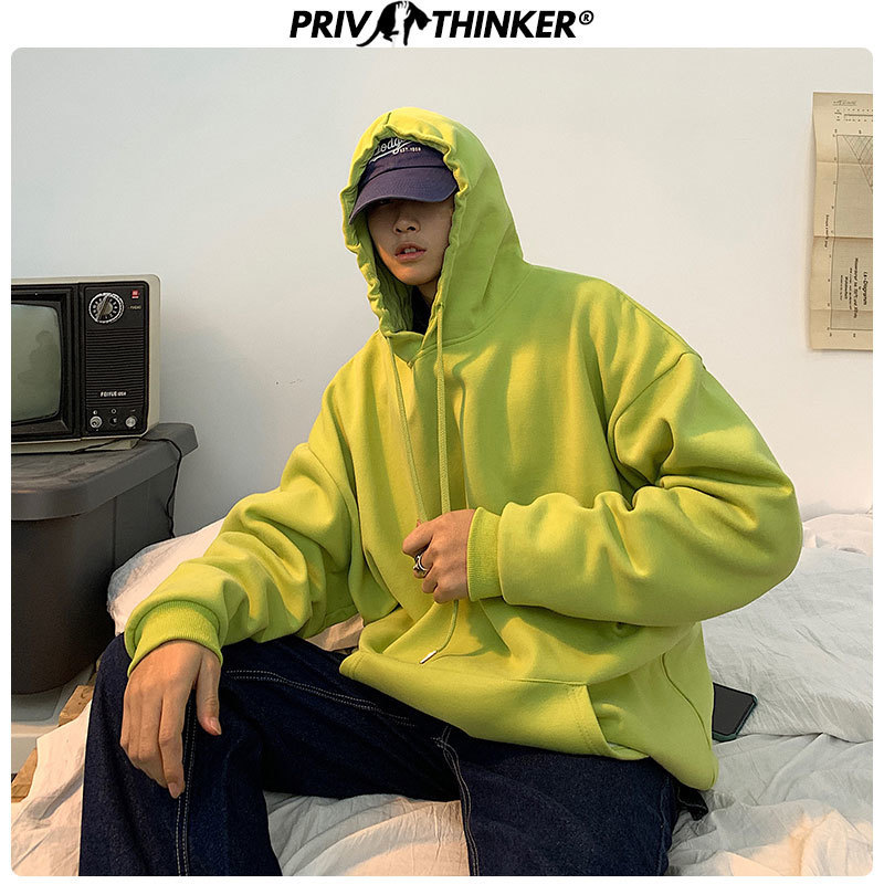 Privathinker Men's Solid Harajuku Spring Hoodies Men Fashion Korean Hooded Sweatshirt Male Collage 8 Colors Sweatshirt 5XL 201020