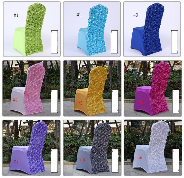 Universal Wedding Chair Covers Stretch Rosette Spandex Chair Cover Red White Gold for Hotel Party Banquet Wholes Wholesale