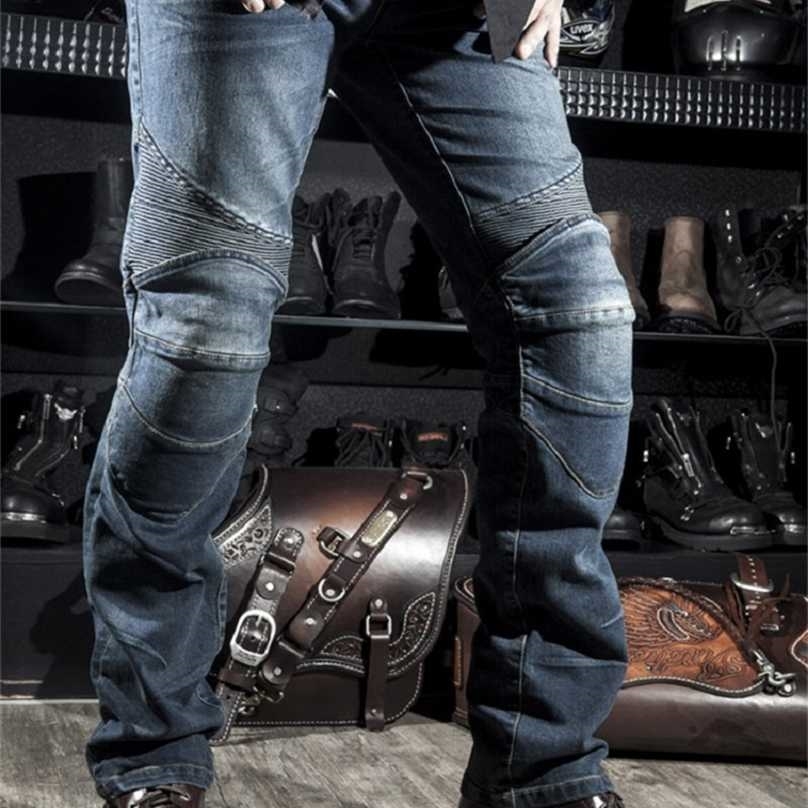 Mens Black Biker Jeans Motocycle Denim Pants Male Stretch Original Trousers Off-road Protection Clothing Xxxxl Plus Size 211111