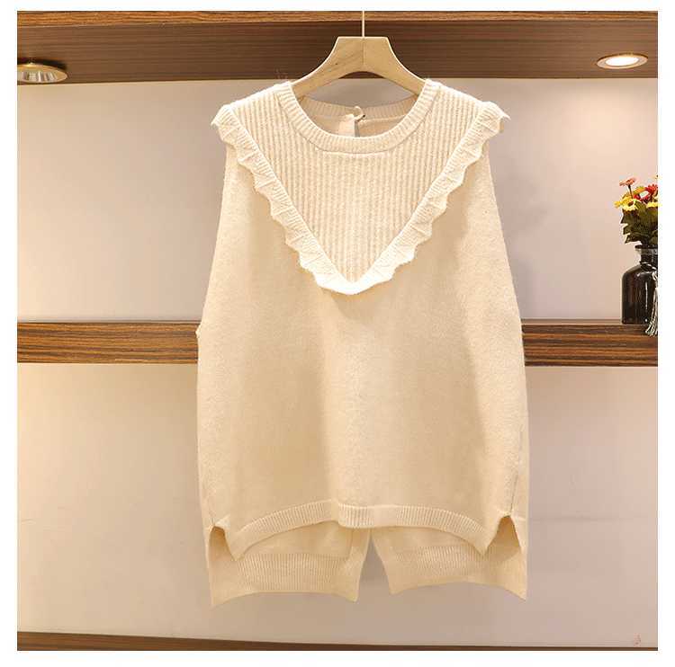 DEAT Women Single-breasted On The Back Of Ruffles Asymmetrical Sweater Vest Temperament Fashion Spring Autumn MZ209 210709