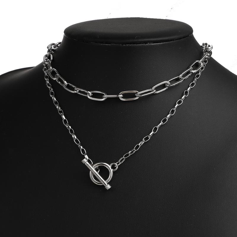 Chains VKME Vintage Punk Multilayer Silver Color Chain Necklace For Women Fashion Hip-hop Metal Necklaces OT Buckle Jewelry Gift
Chains VKME Vintage Punk Multilayer Silver Color Chain Necklace For Women Fashion Hip-hop Metal Necklaces OT Buckle Jewelry Gift