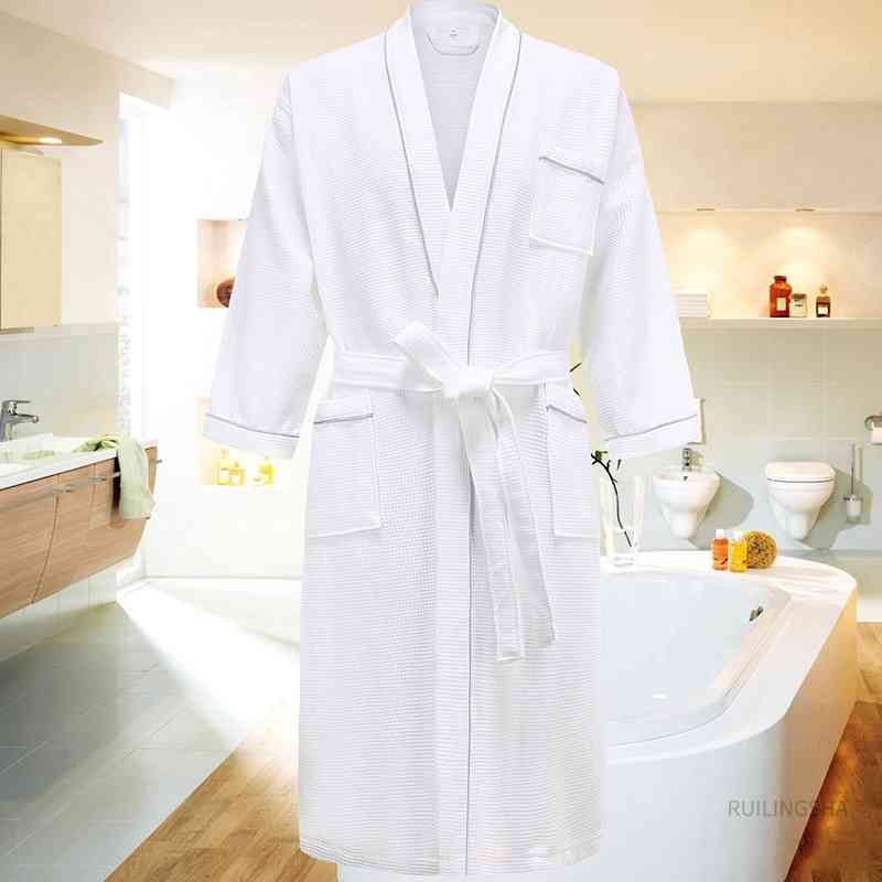 5 Star el 100% Cotton Men Kimono Bathrobe Plus Size Towel Bath Robe Mens Waffle Robes for Women Long Dressing Gown Sleepwear CX200813