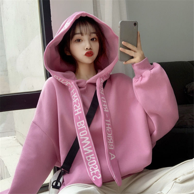 Winter Kpop Harajuku New Hoodies Women Fashion Trend Hiphop Loose Oversized Hooded Sweatshirt Coat Streetwear Sudadera Mujer T200311