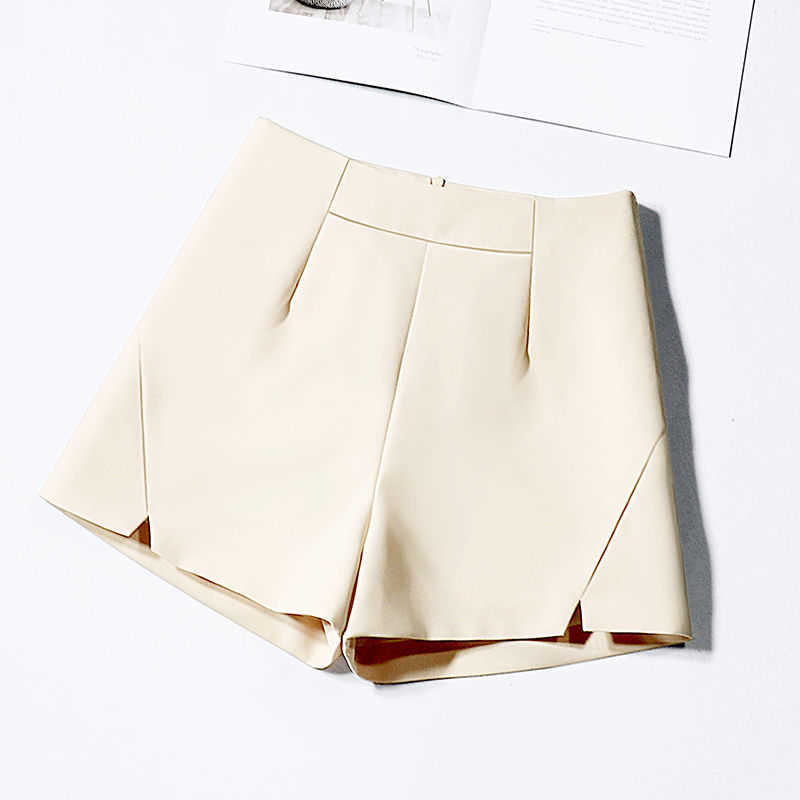 Plus Size 3XL Chiffon Shorts Women Summer Thin High Waist Shorts Black White Short Femme Elegant Office Suit Womens Shorts C6157 210611