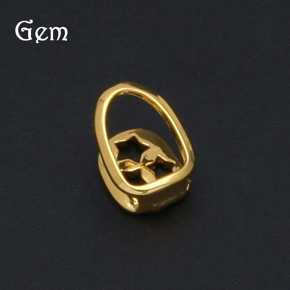 Hip hop single hollow gold teeth inlaid with gold rimmed teeth