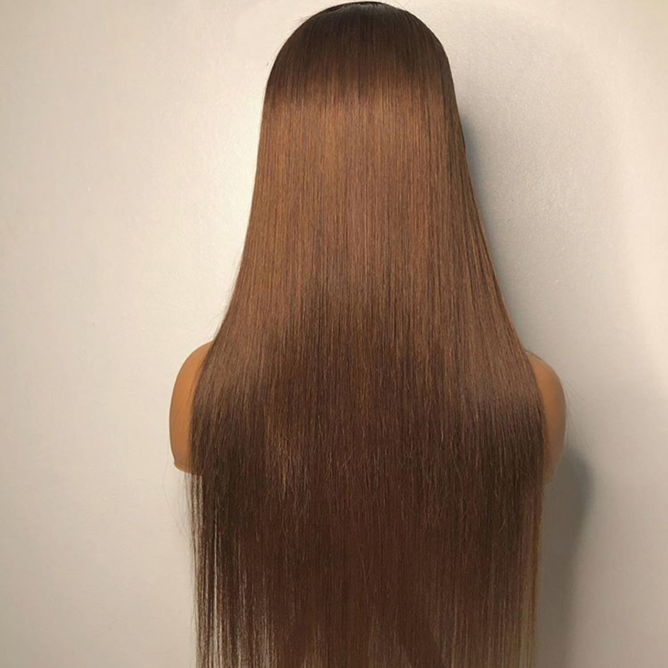200density Full Brown Color 13x4 HD Lace Front Human Hair Wigs Straight Lace Frontal Wig Synthetic For Women Pre Plucked