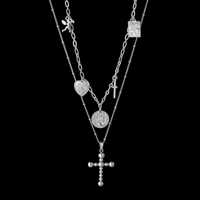 Pendant Necklaces Personality Cross Necklace Double Stainless Steel Punk Hip Hop Style Chain Heart Jewelry Accessories
Pendant Necklaces Personality Cross Necklace Double Stainless Steel Punk Hip Hop Style Chain Heart Jewelry Accessories