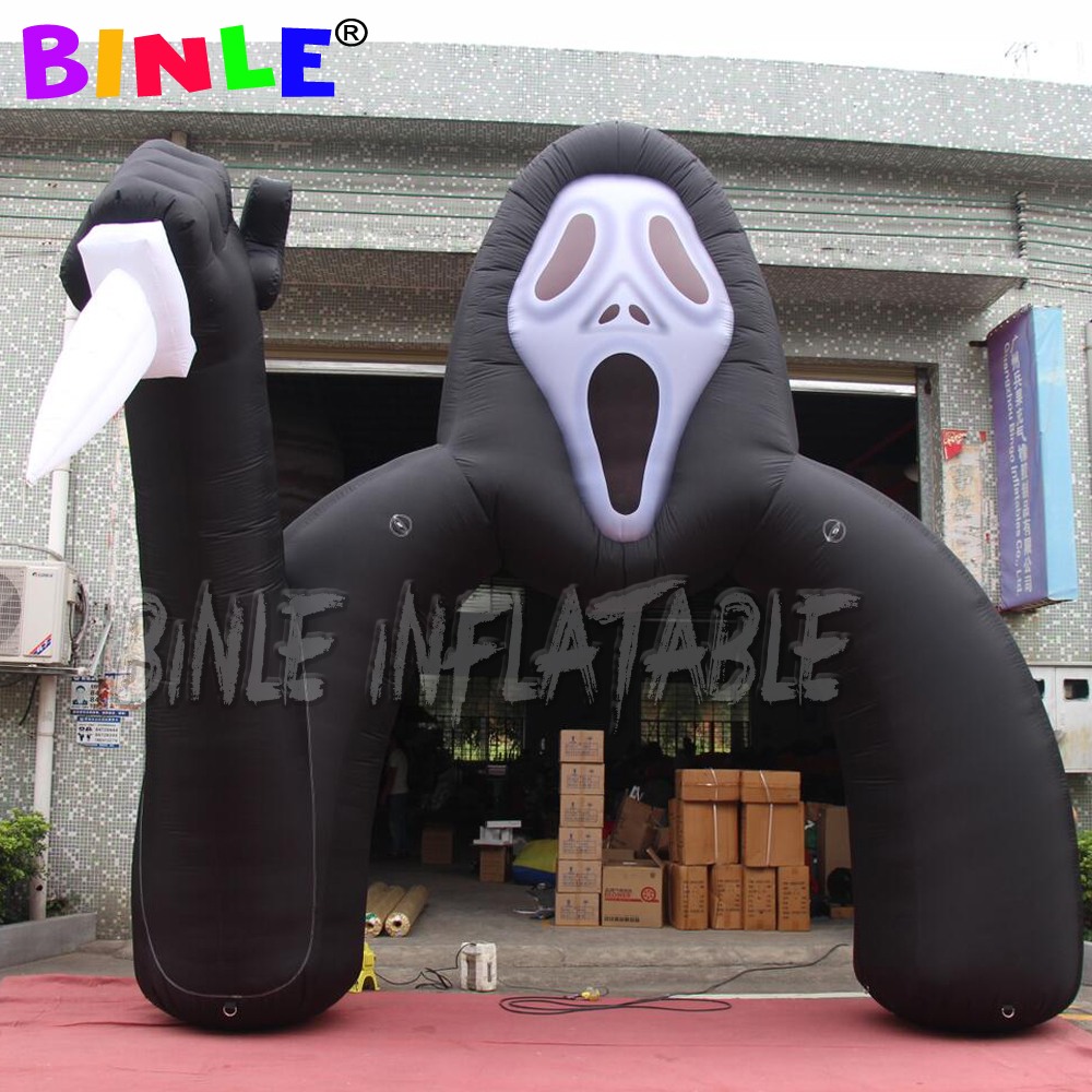 holiday event giant black scary skull ghost arch inflatable archway halloween with air blower for yard party decoration