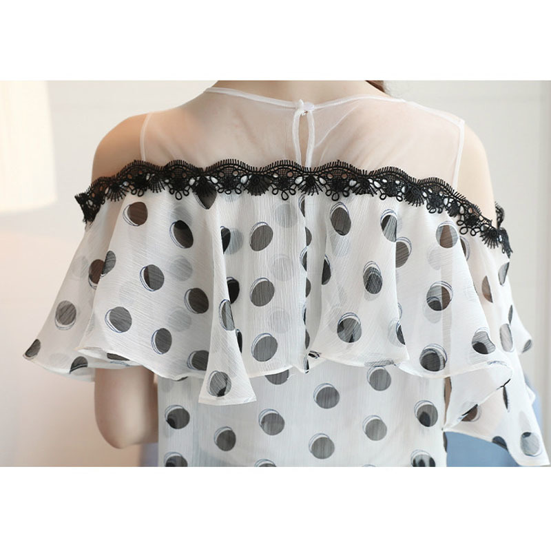 Fashion Women Tops and Blouses Short Ladies Tops Wave Point Chiffon White Blouse Shirt Blusas Feminine Blouses 0611 40 210225