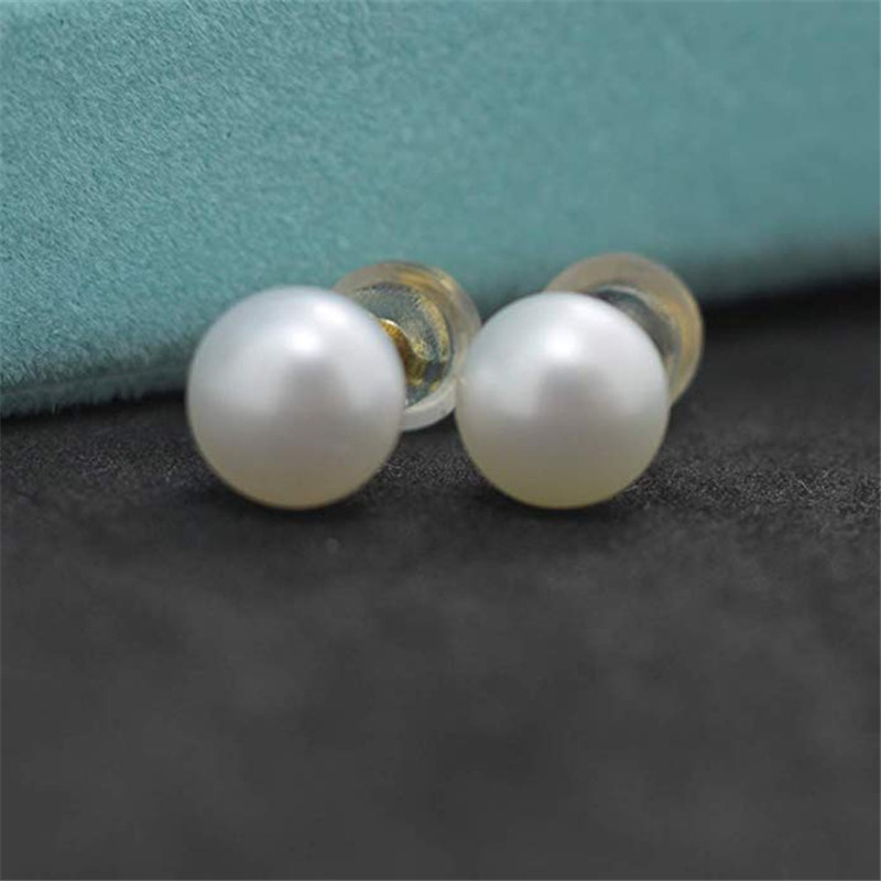 Cultured Pearl Stud Earrings Dainashi High Quality 925Silver Gold Color 8-9mm Bread Round Freshwater For Women Birthday Gift