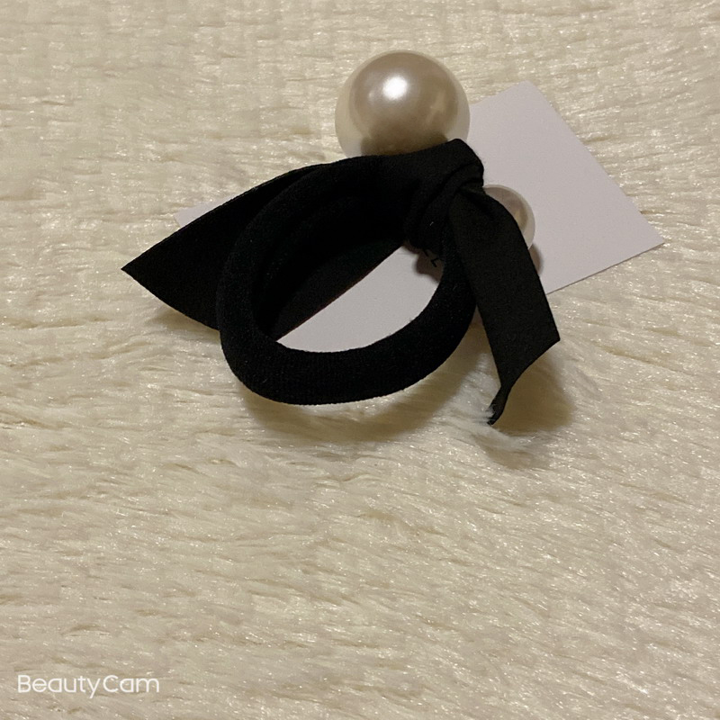 Party gifts fashion double bead elastic rubber band hair ring with knot head rope for ladies favorite headdress accessories
