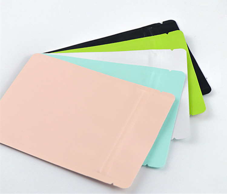 100pcs Thick Flat Bottom Matte Color Aluminum Foil Zip Lock Bag White Pink Black Snack Powder Coffee Smell Proof Trial Heat Sealing Pouches Support Lo