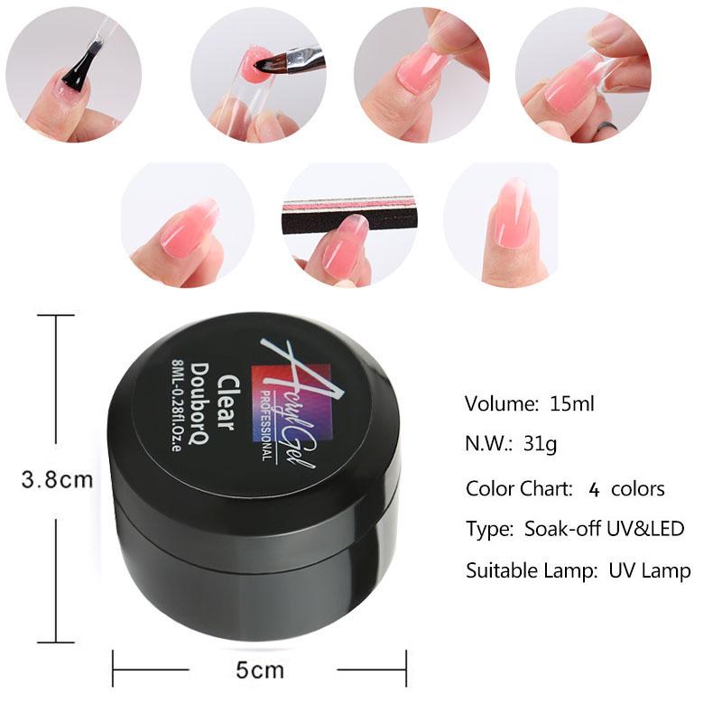 Nail Gel Round Box Polygels For Extension Quick Building 4 Colors Acrylic Art Crystal UV Resin Builder Poly