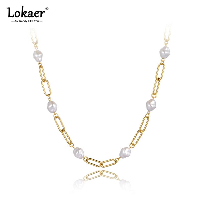 Chains Lokaer Fashion Goth Stainless Steel Geometry Chain & Link Necklaces Bohemia White Pearl Choker Necklace For Women Girls N21113, Silver
Chains Lokaer Fashion Goth Stainless Steel Geometry Chain & Link Necklaces Bohemia White Pearl Choker Necklace For Women Girls N21113, Silver