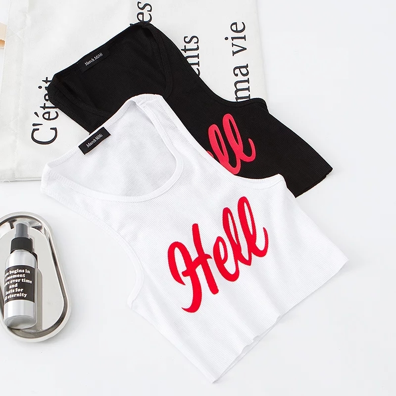 Women Casual Ribbed Tank Crop Top 210308