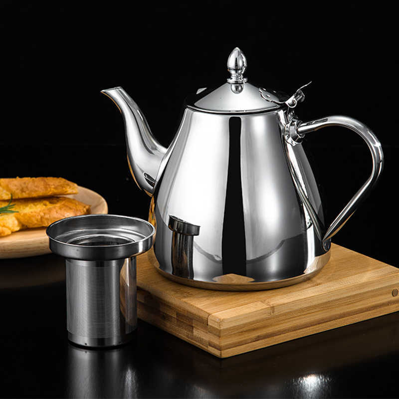 Stainless Steel Kettle Tea Pot For Induction With Filter Seven pot -Egged Set 210813