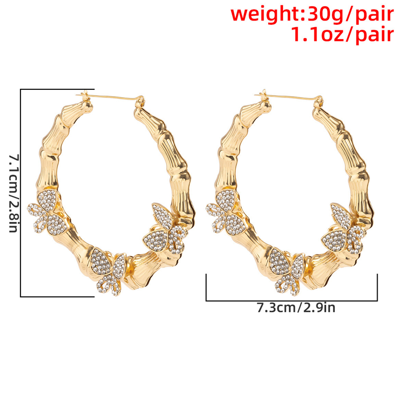 Silver Gold Hoop Earrings Women Iced Out Bling Animal Rhinestone Butterfly Geometric Bamboo Bone Earring Fashion Brand Statement Street Party Jewelry 