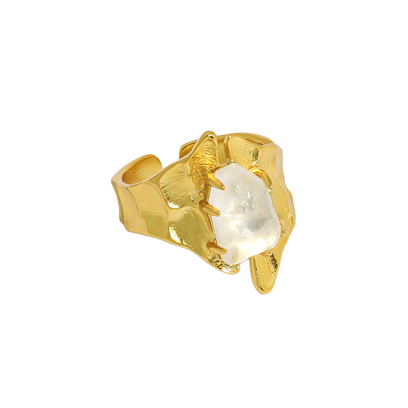 100% 925 Sterling Silver Geometric Rings New Punk Style Irregular Wide Surface Open Size Micro White Crystal Wedding Ring