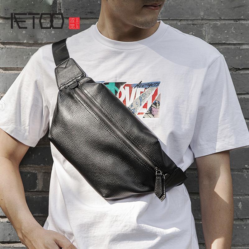 HBP AETOO Men's Leather Chest Bag, Casual Top Layer Leather Shoulder BaG
