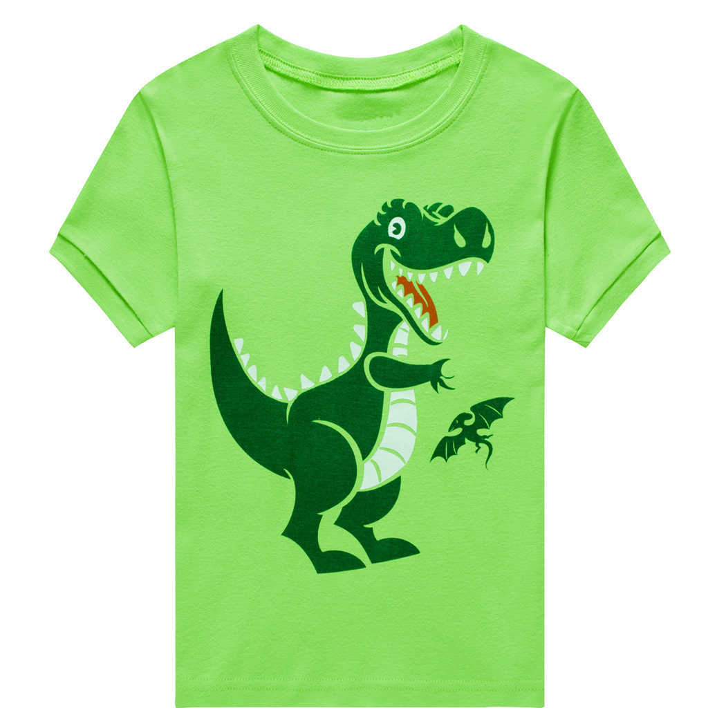 Kids Summer Pyjamas Set Boys Dinosaur Pjs Short Sleeve Pajama Cotton Sleepwear Dino Nightwear Children Outfit Age 2-7T 210729