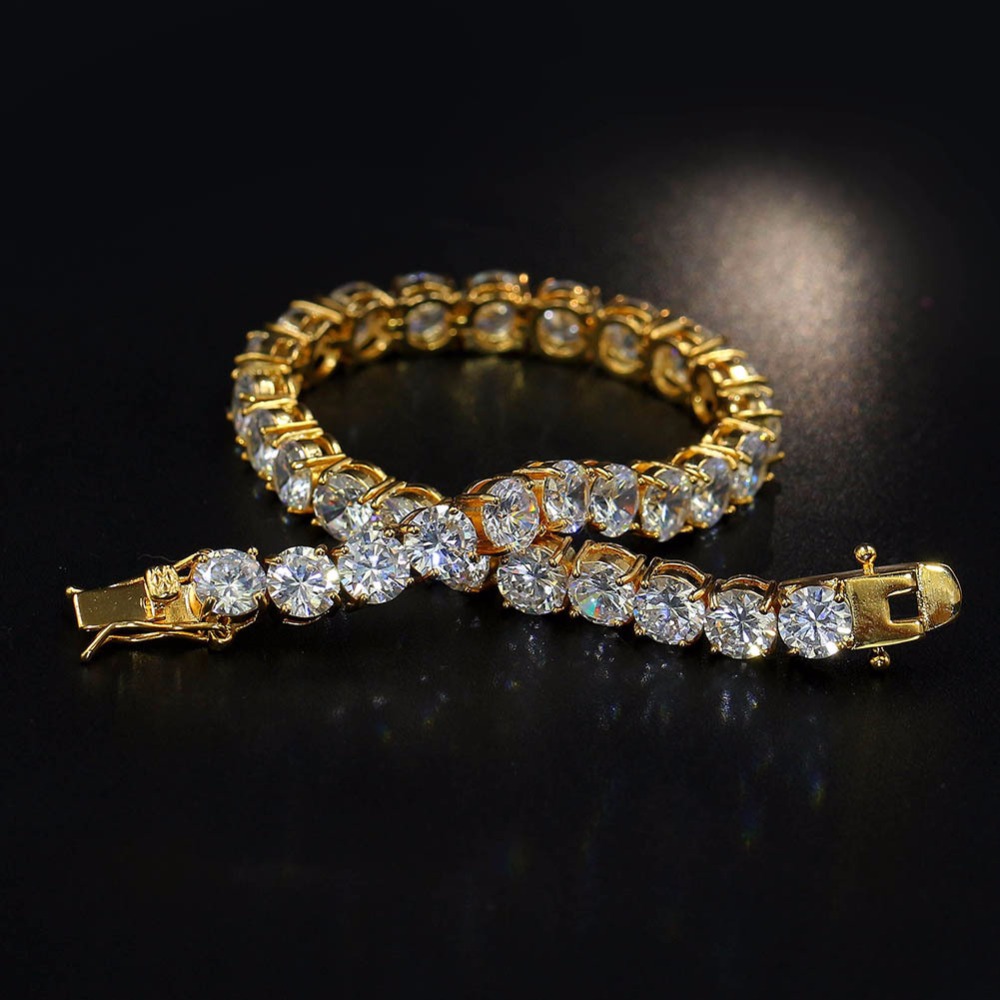 New Fashion Charms Round AAA CZ Zircon Tennis Chain Bracelet Bling Iced Out blimg for Men Women Hip Hop Copper Jewelry Lover punk party Gift