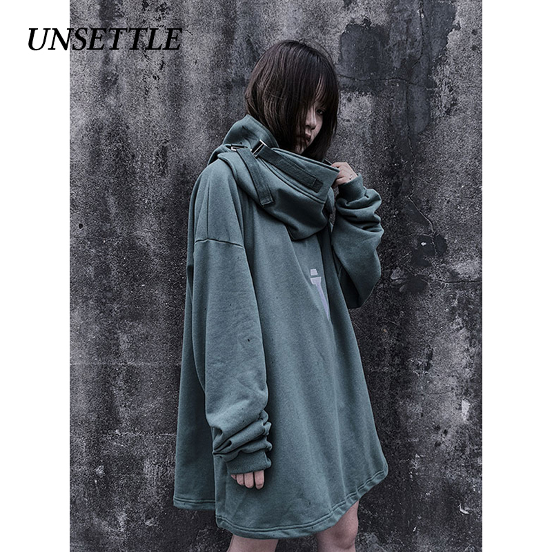 Autumn High Neck Fish Mouth Japanese Harajuku Hoodie Men Hip Hop Gothic Streetwear Sweatshirts Oversized Hoodies Women Male Tops 201126