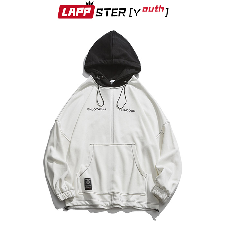 LAPPSTER-Youth Men Oversized Patchwork Hooded Hoodies Mens Japanese Streetwear Hoodie Fall Clothing Hip Hop Harajuku Hoodie 201020