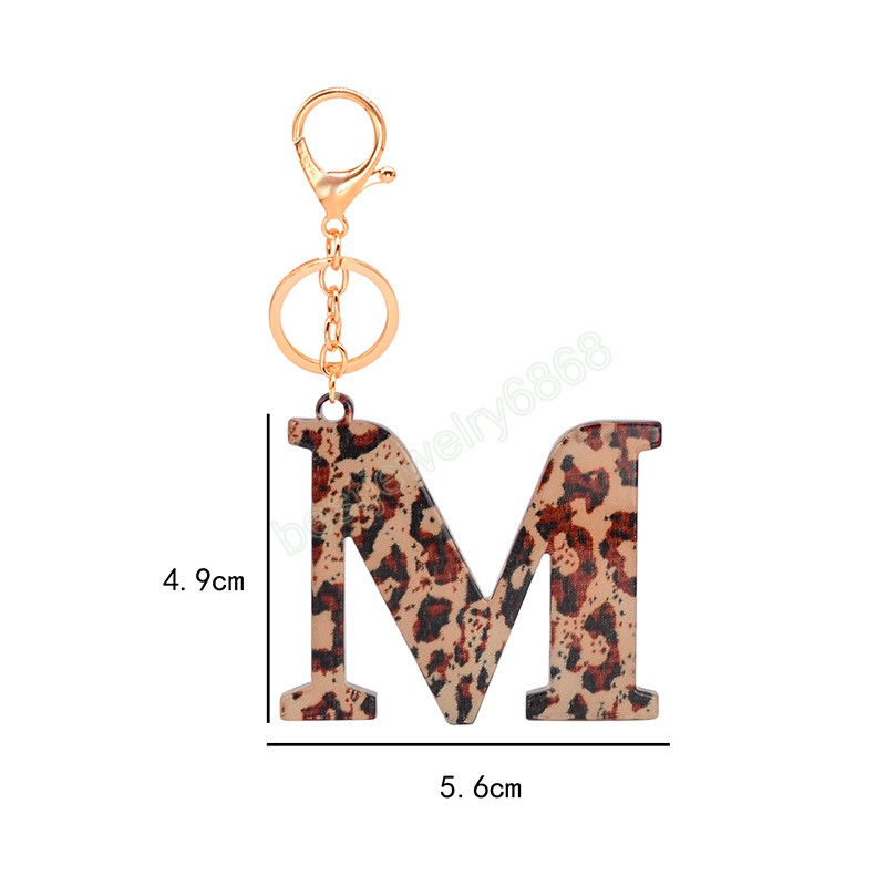 Acrylic 26 Letters Plastic Keychains Leopard Print A-Z Initial Keyrings Women Handbag Hanging Pendant Key Chains Accessories
