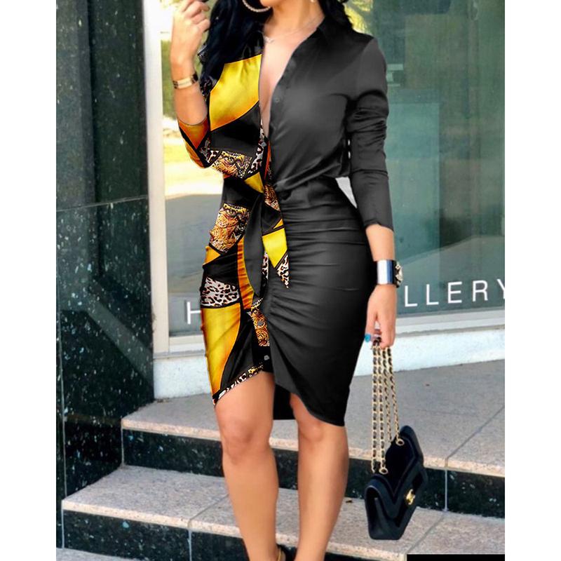 Casual Dresses Mid-Length Shirt Dress Women Spring V-Neck Solid Color Long Sleeve 2021 Sexy Office Ladies Tie Button Vestido De Mujer SJ7841, Black;gray
Casual Dresses Mid-Length Shirt Dress Women Spring V-Neck Solid Color Long Sleeve 2021 Sexy Office Ladies Tie Button Vestido De Mujer SJ7841, Black;gray