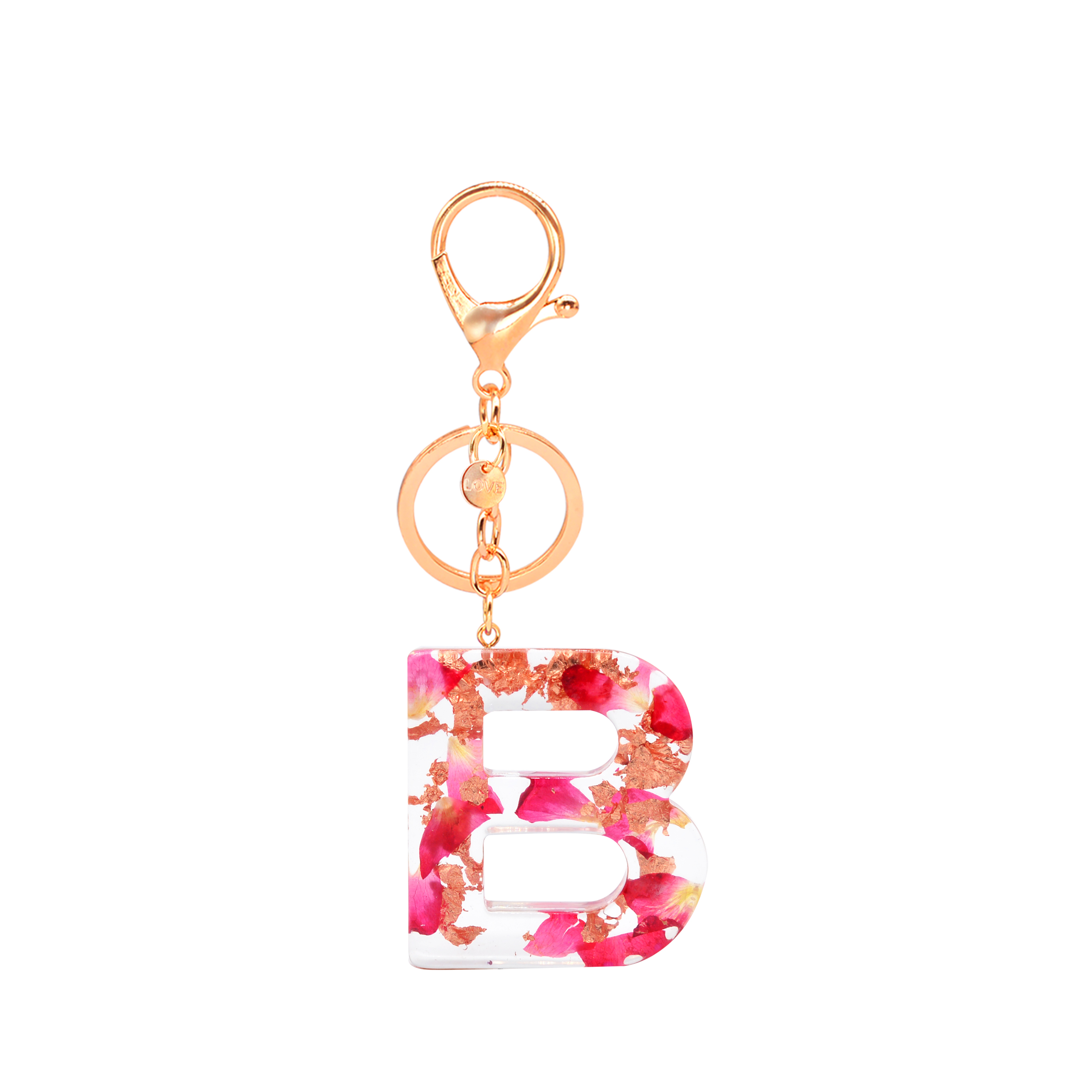 New Fashion English Letter Keychain Resin Flowers Red Rose Petal Foil Filling Pendant Key Chain Handbag Charms For Woman
New Fashion English Letter Keychain Resin Flowers Red Rose Petal Foil Filling Pendant Key Chain Handbag Charms For Woman